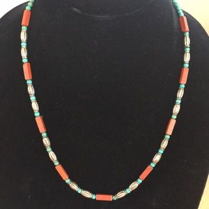Southwest Coral and Turquoise Necklace